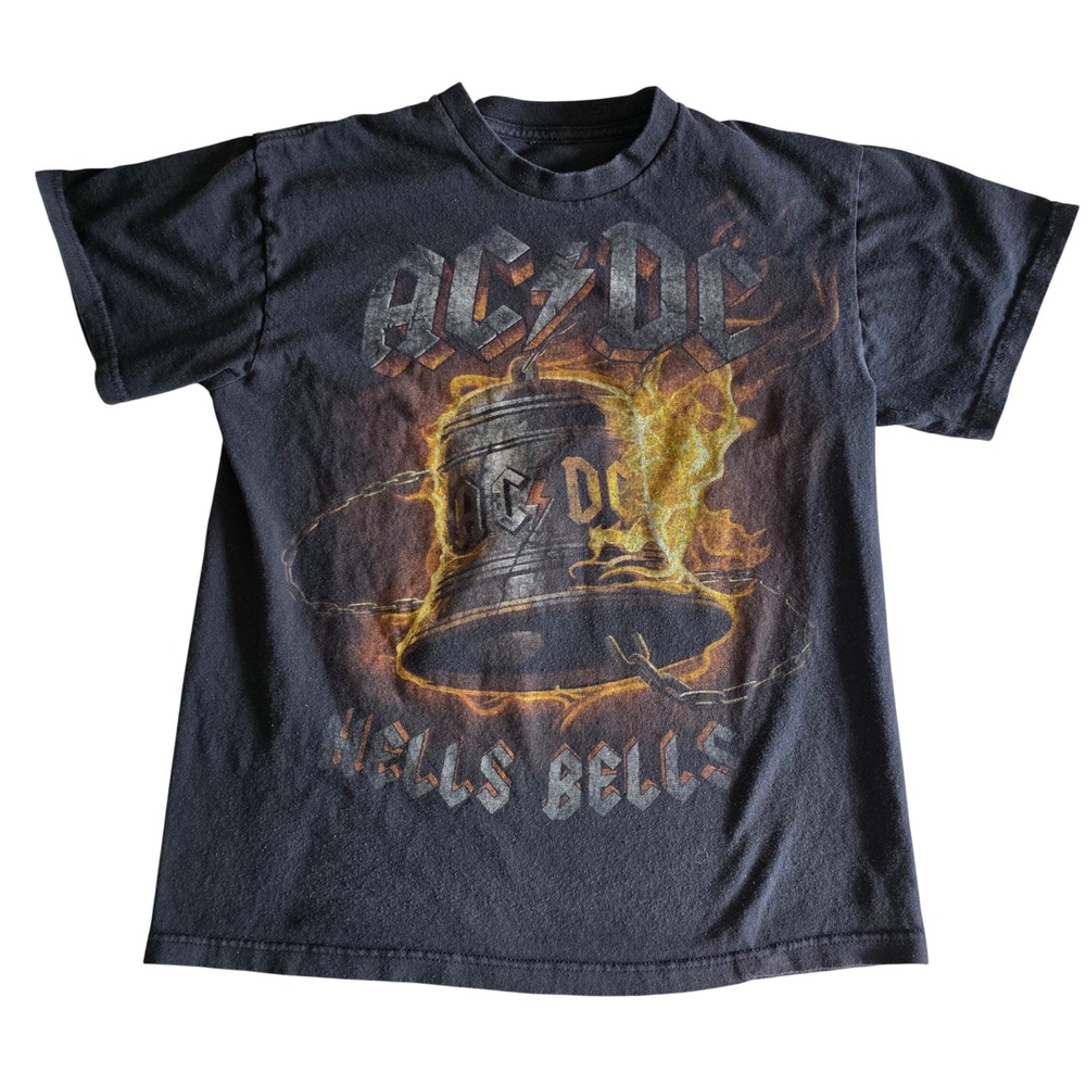ACDC Hells Bells Graphic T-Shirt Black Short Sleeve Rock Band Tee Small